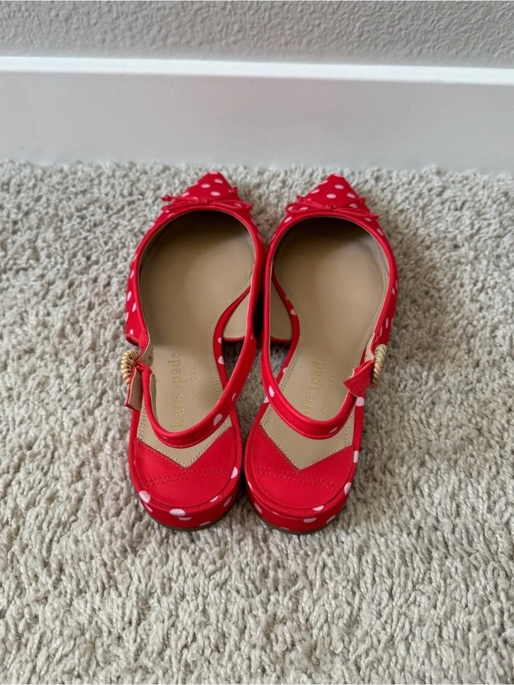 NWOT Kate Spade Red Polka Dot Veronica Flats Size 8